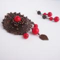Earrings and brooch crocheted - Kits - beadwork