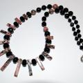 RODONIT and agate necklace - Necklace - beadwork