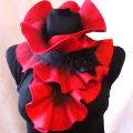 Black and red scarf felting processes - Scarves & shawls - felting