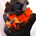 Brown-orange scarf felting processes - Scarves & shawls - felting