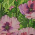 Pink poppies - Serigraphy - drawing