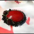 Red flower - Brooches - beadwork