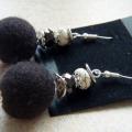 " Coffee color " - Earrings - felting