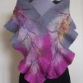 raspberry gray scarf - Scarves & shawls - felting