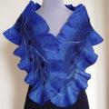 blue scarf, bumbuliuotas - Scarves & shawls - felting