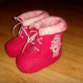 Pink teddy bears - Shoes & slippers - felting