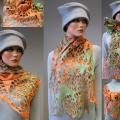 Felt scarf " Orange & amp; Lime " - Scarves & shawls - felting