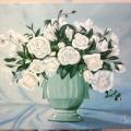 White bouquet of roses - Acrylic painting - drawing
