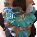 Gray felting processes turquoise scarf - Scarves & shawls - felting