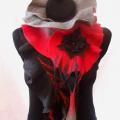 Black-red-gray scarf - Scarves & shawls - felting