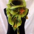 Brown-leaved scarf - Scarves & shawls - felting