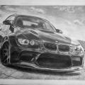 BMW on the A3 - Pencil drawing - drawing