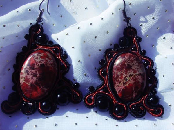 bordo auskariukai - Earrings