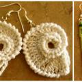 White shells and green sticks - Earrings - needlework