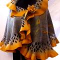 Gray-yellow felting processes country - Wraps & cloaks - felting