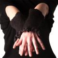 Black curly - Gloves & mittens - felting