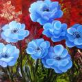 " Blue anemones " 50x35 - Oil painting - drawing