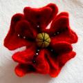 Red poppy - Brooches - felting