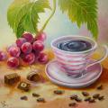" Morning coffee " 25x25 - Oil painting - drawing