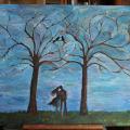 Two trees - Acrylic painting - drawing