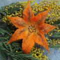 Orange - Flowers - felting