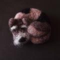 Brooch Sleeping puppy - Brooches - felting