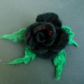 Black Rose Brooch - Brooches - felting