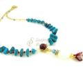 With turquoise - Necklace - beadwork