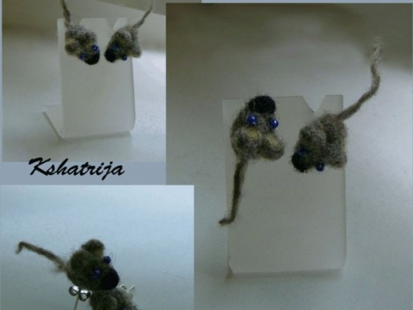 Mouse earings felted - Earrings
