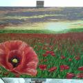 Poppy field - Oil painting - drawing