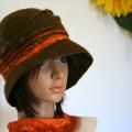 Hat " Orange and chocolate " - Hats - felting