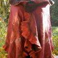burgundy linen - Wraps & cloaks - felting