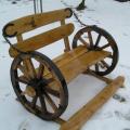 Outdoor bench with a chariot wheel - Woodwork - making