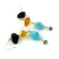 With amber - Earrings - beadwork