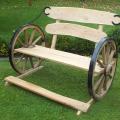 Oak bench with a chariot wheel - For interior - making