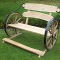 Oak bench with a chariot wheel - For interior - making