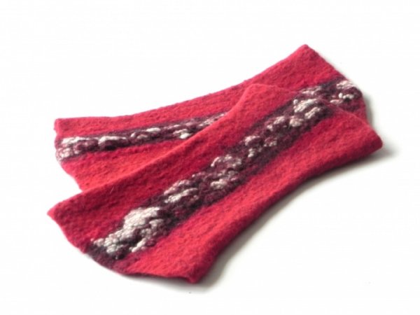Felted wristlets burgundy color 1