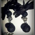 black lava - Earrings - beadwork