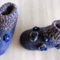 Blue with flowers, size 29.5 - Shoes & slippers - felting