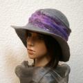 Hat " gray and purple " - Hats - felting