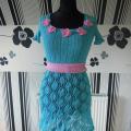 dress leaflet (cotton blue) - Dresses - knitwork