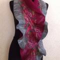 gray scarf with burgundy - Scarves & shawls - felting