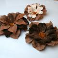 Brooches: Amber Dew, Autumn Amber, Amber Lady. - Flowers - felting