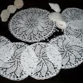 White lilies. 6pcs + 1pc - Tablecloths & napkins - needlework