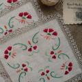 Red begonias. 7pcs - Tablecloths & napkins - needlework