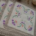 Purple begonias. 6vnt - Tablecloths & napkins - needlework