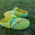 greenish female felted slippers " remember spring " - Shoes & slippers - felting