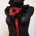 Black with red ring - Scarves & shawls - felting
