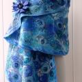 Turquoise with blue - felting processes country - Wraps & cloaks - felting