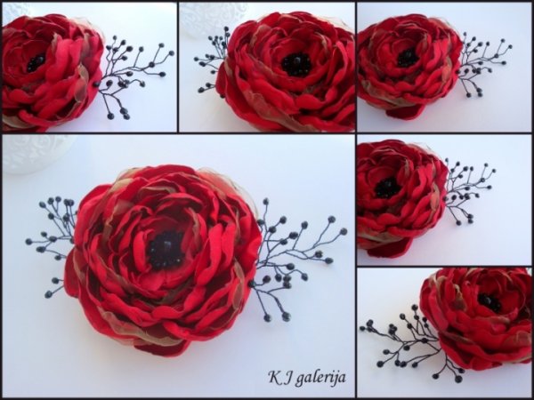 Red Flower - brooch 2